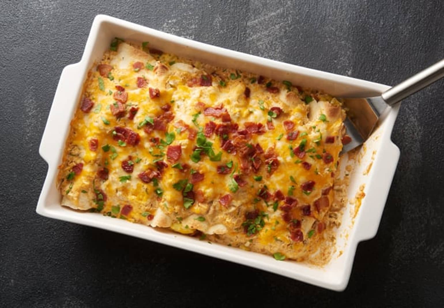 Creamy Bacon and Egg Breakfast Enchiladas